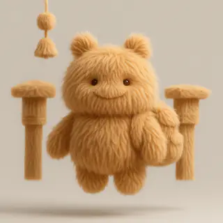 Cute plush style: a fluffy little monster doll